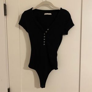 Ribbed button t shirt bodysuit